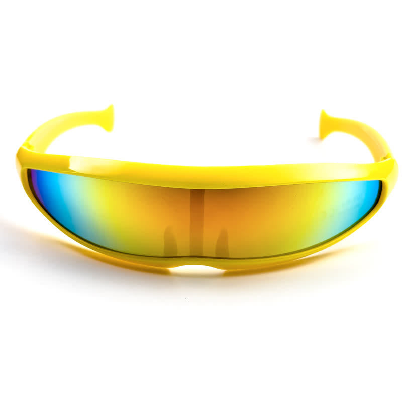 Spykay™ SG61011 One-piece Color Mirror Lens Monolens Cyclops Robotic Futuristic Narrow Y2K Punk Sunglasses