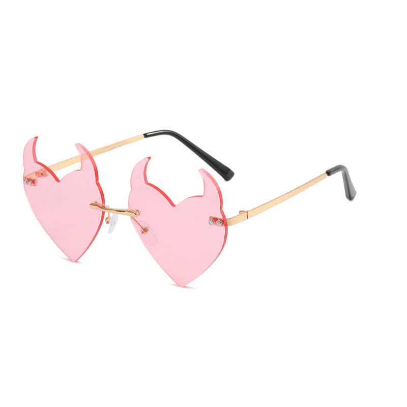 Spykay™ SG60991 Halloween Rimless Devil Horns Heart Sunglasses for Women Men