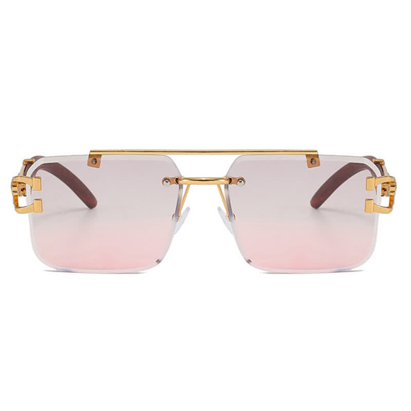 Spykay™ SG60910 Square Frame Leopard Temples Rimless Sunglasses