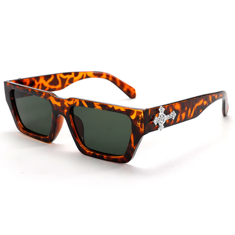 Spykay™ SG61019 Unsiex Rhinestone Cross Decor Square Frame Sunglasses