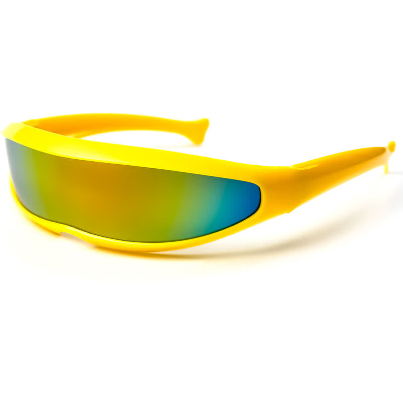 Spykay™ SG61011 One-piece Color Mirror Lens Monolens Cyclops Robotic Futuristic Narrow Y2K Punk Sunglasses