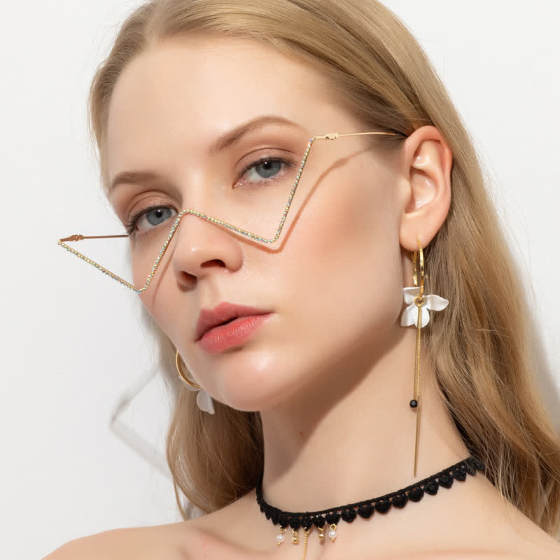 Spykay™ EG26881 Trendy Lensless Rhinestone Decor Semi-Rimless Glasses