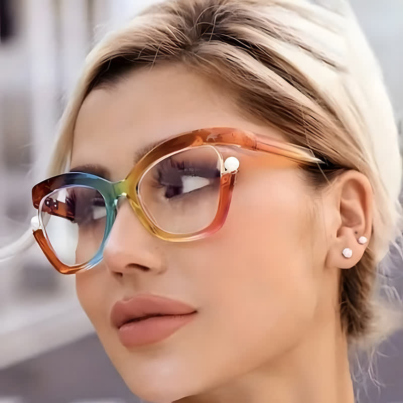 Spykay™ EG26758 Anti-blue Light Pearl Decor Irregular Oversized Eyeglasses