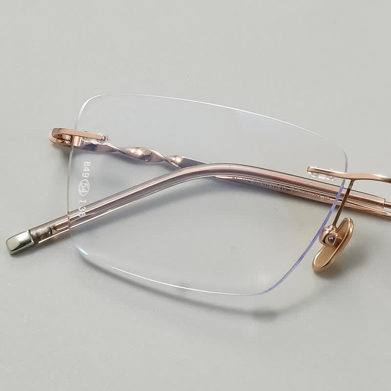 Spykay™ EG26863 Rectangle Titanium Frame Anti-blue Light Hipster Rimless Lightweight Glasses