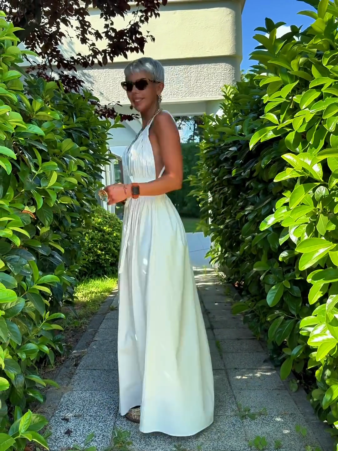 White V - Neck Maxi Dress