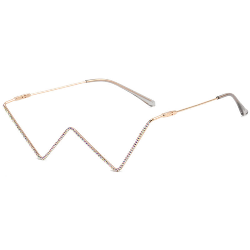 Spykay™ EG26881 Trendy Lensless Rhinestone Decor Semi-Rimless Glasses