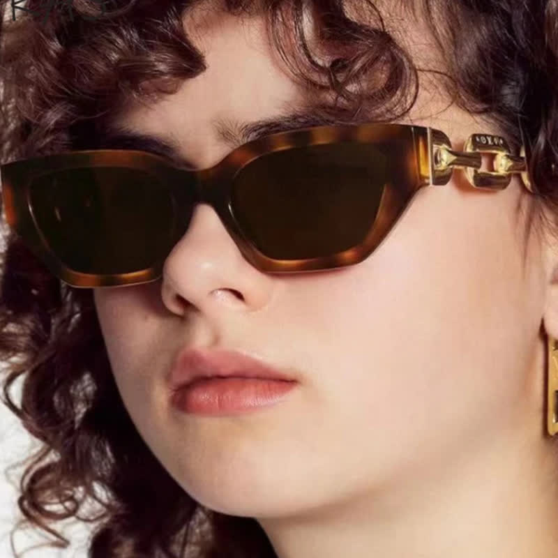 Spykay™ SG60953 Retro Cat-Eye Chain Temples Trendy Sunglasses