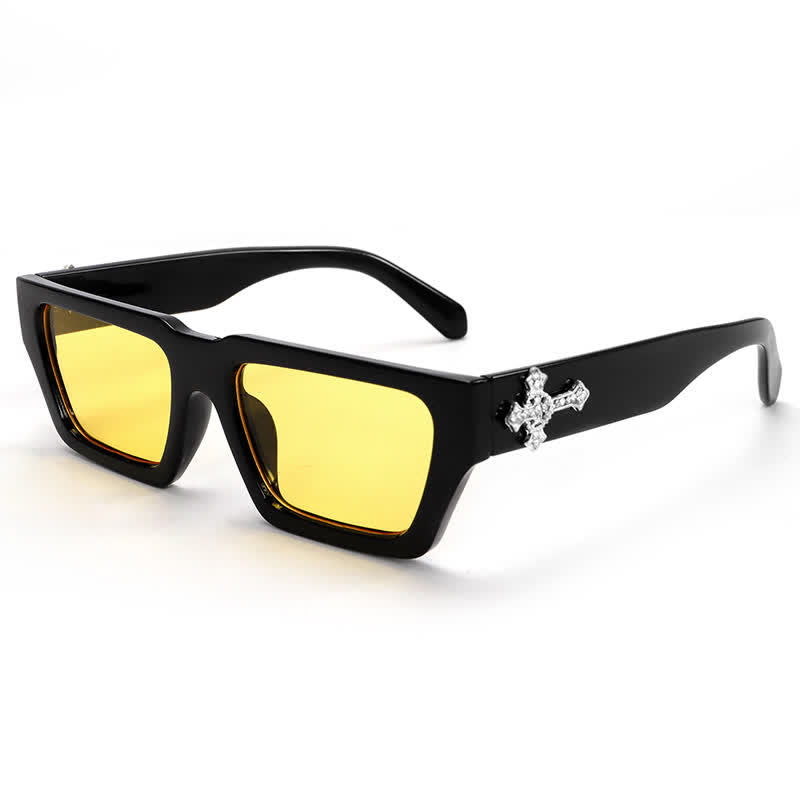 Spykay™ SG61019 Unsiex Rhinestone Cross Decor Square Frame Sunglasses