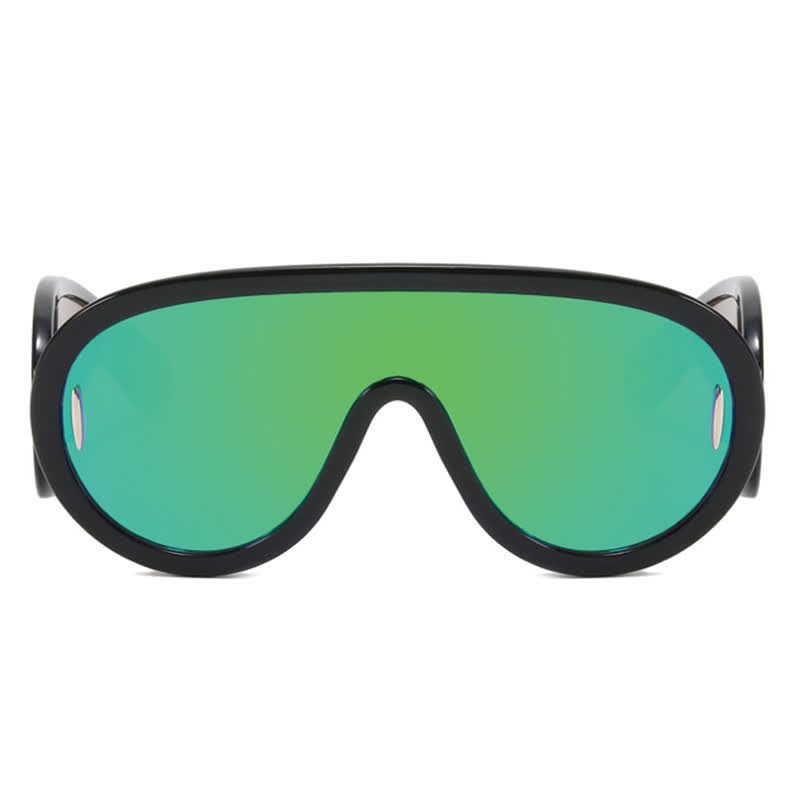 Spykay™ SG61002 Steampunk One-piece Frame Oversized Mirrored Sunglasses
