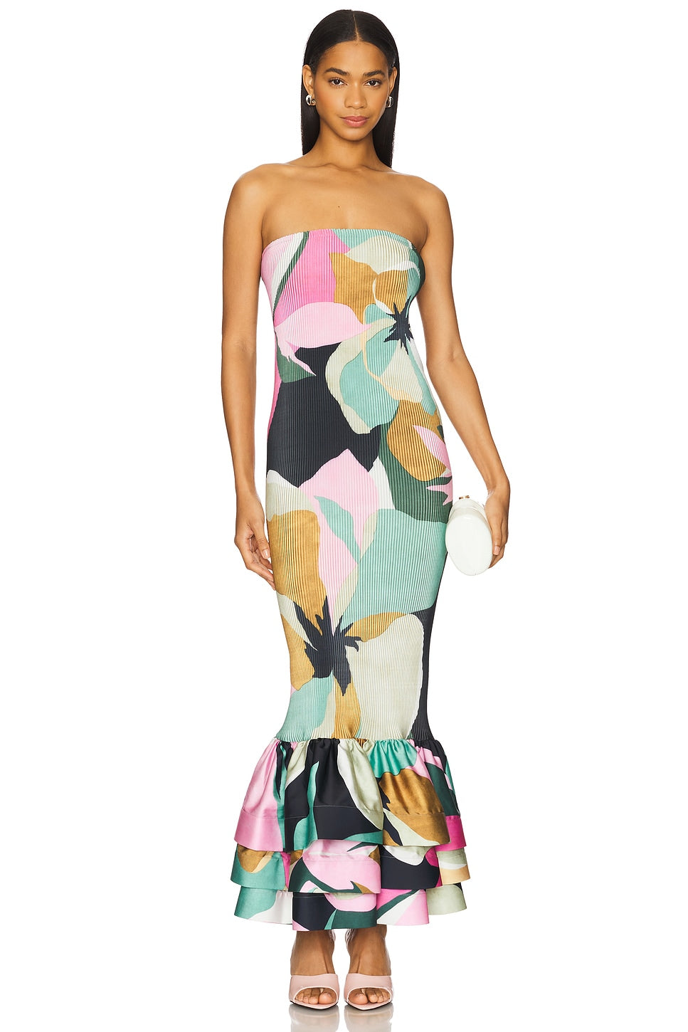 Strapless Floral Mermaid Maxi Dress