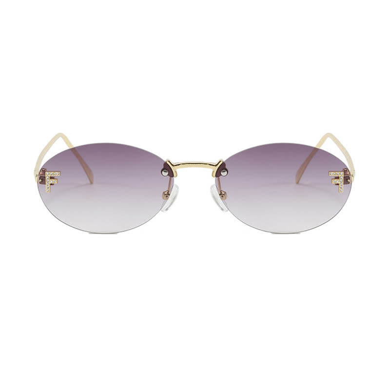 Spykay™ SG60701 'F' Design Oval Frames Rimless Sunglasses