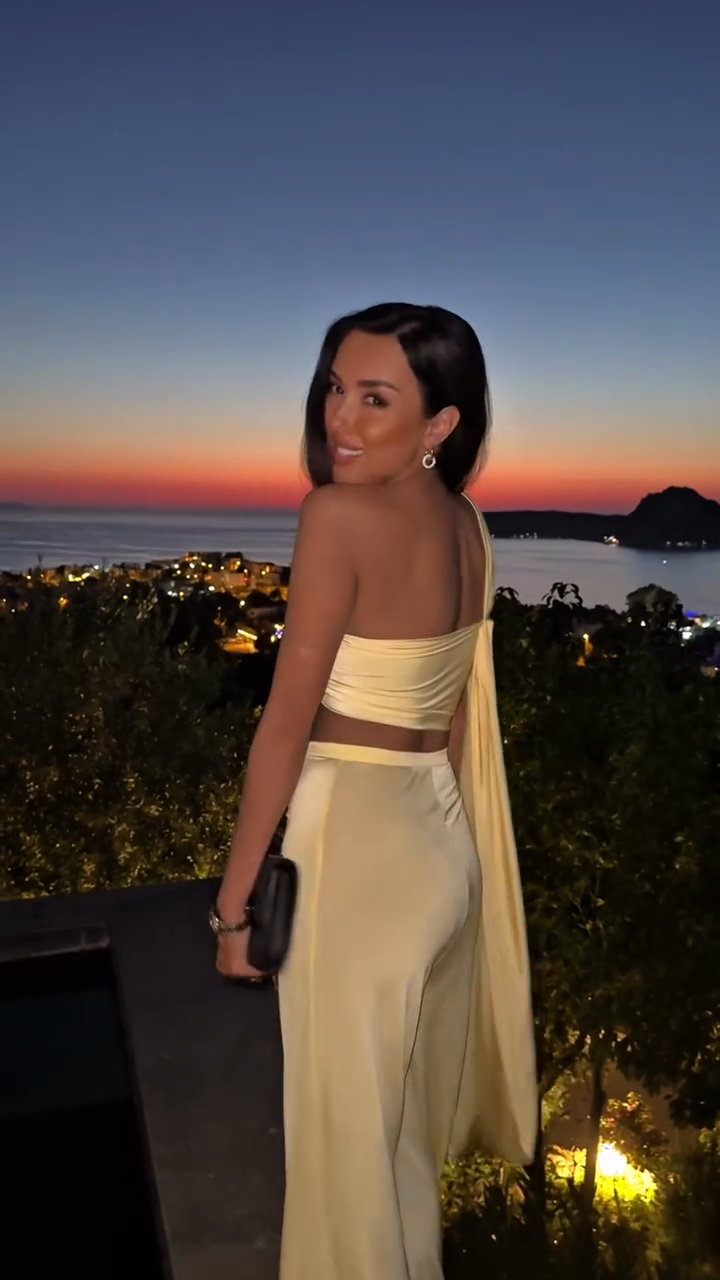 Asymmetric Yellow Cut - Out Two - piece Set