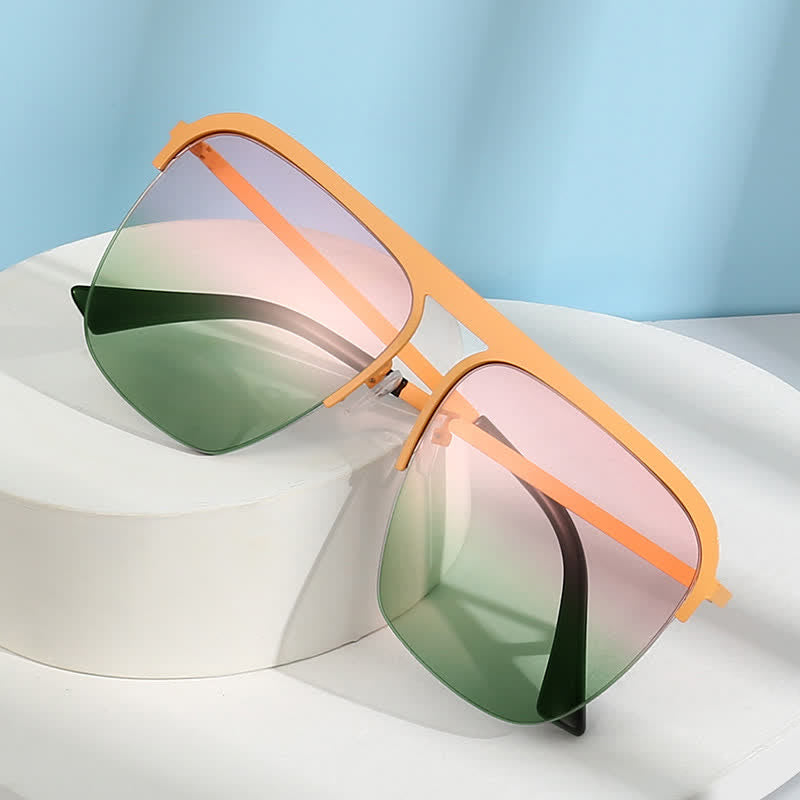 Spykay™ SG60864 Square Frame Semi-Rimless Oversized Sunglasses