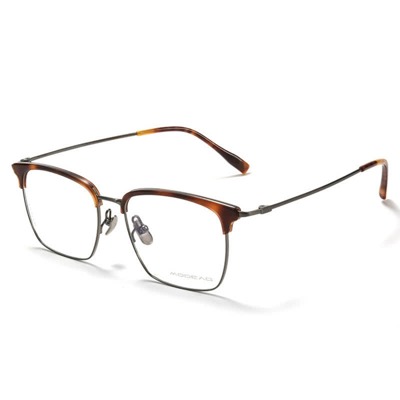 Spykay™ EG26898 Semi-Rimless Anti-blue Light Square Titanium Frame Browline Glasses