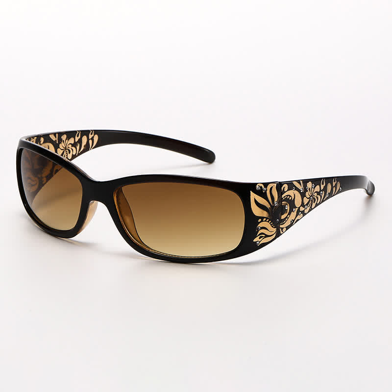 Spykay™ SG60871 Trendy Oval Frame Laser Pattern Rhinestones Decor Sunglasses