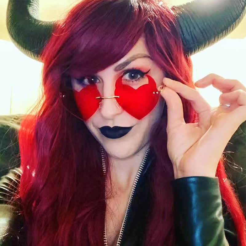 Spykay™ SG60991 Halloween Rimless Devil Horns Heart Sunglasses for Women Men