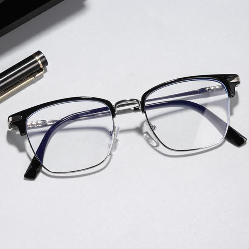 Spykay™ EG26833 Semi-Rimless Retro Square Frame Anti-blue Light Browline Glasses