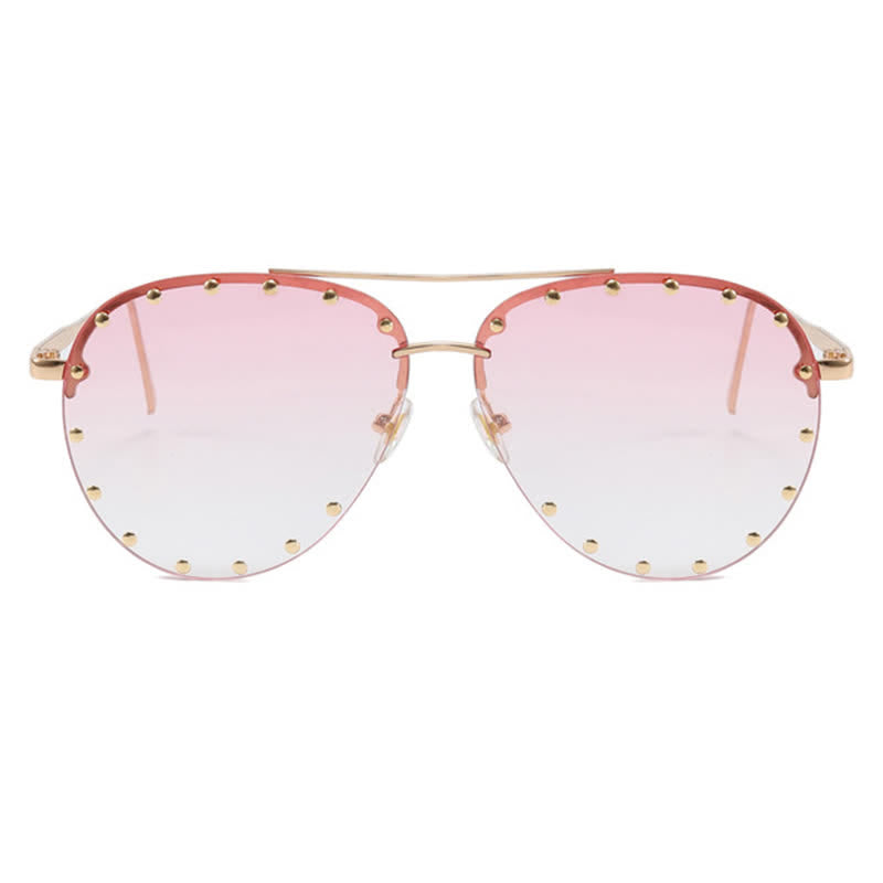 Spykay™ SG60887 Rivets Decor Double Bridges Retro Aviator Sunglasses