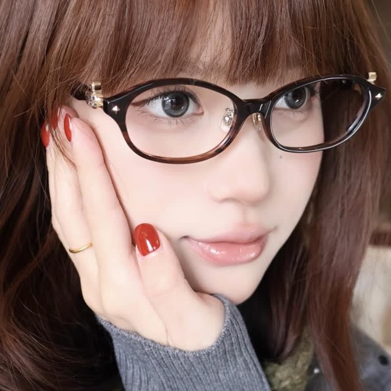 Spykay™ EG26800 Classic Retro Saturn Decor Oval Frame Anti-blue Light Glasses