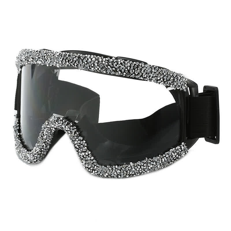 Spykay™ SG61047 Full Rhinestone Decor Unisex Windproof Motorcycle Goggle, Ski Goggles For Outdoor Activities
