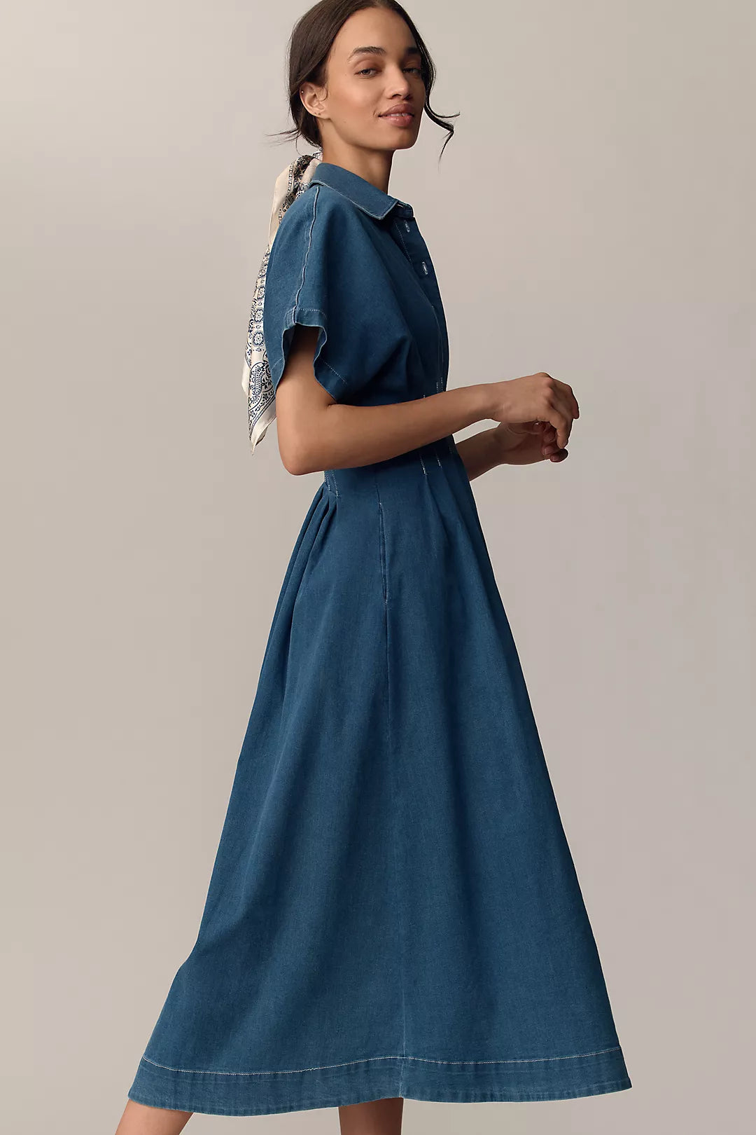 Blue Denim Midi Dress