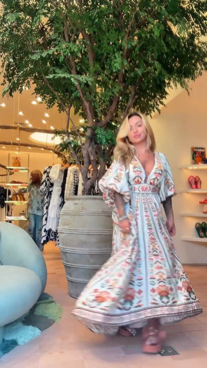 Printed Bohemian V - Neck Maxi Dress