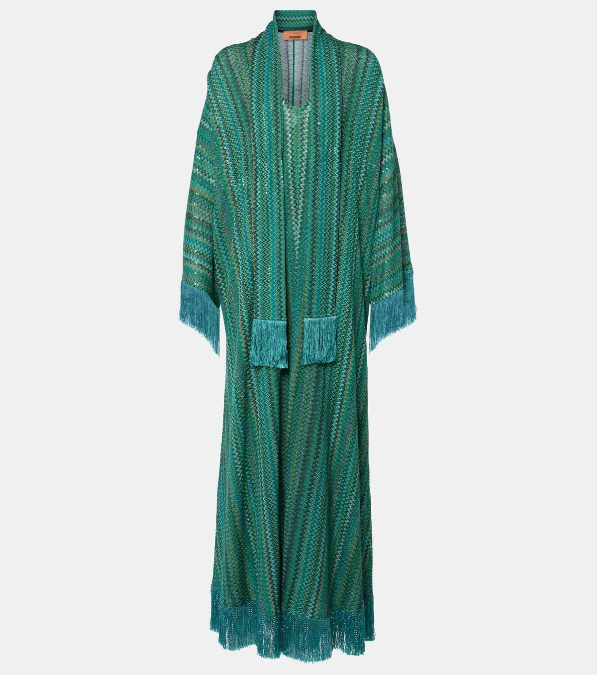 Green Sequin - Embellished Maxi Kaftan Dress