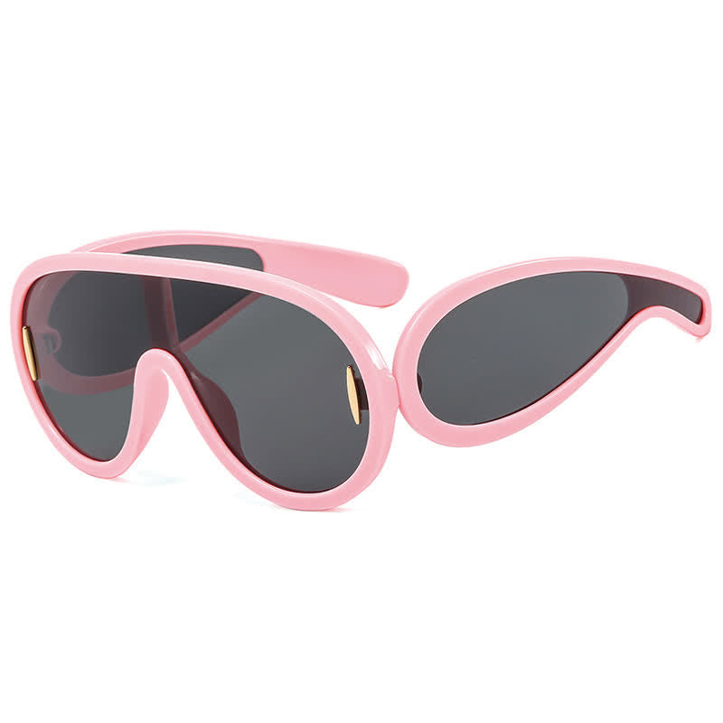 Spykay™ SG61002 Steampunk One-piece Frame Oversized Mirrored Sunglasses