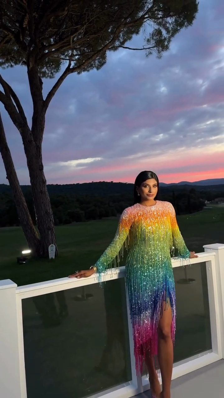 Rainbow Fringe Sequin Dress