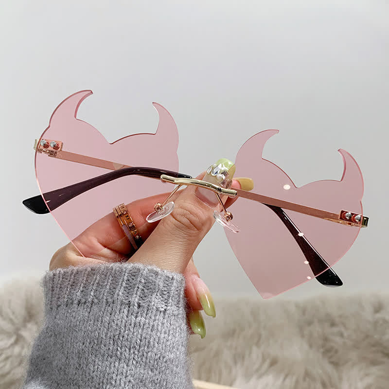 Spykay™ SG60991 Halloween Rimless Devil Horns Heart Sunglasses for Women Men