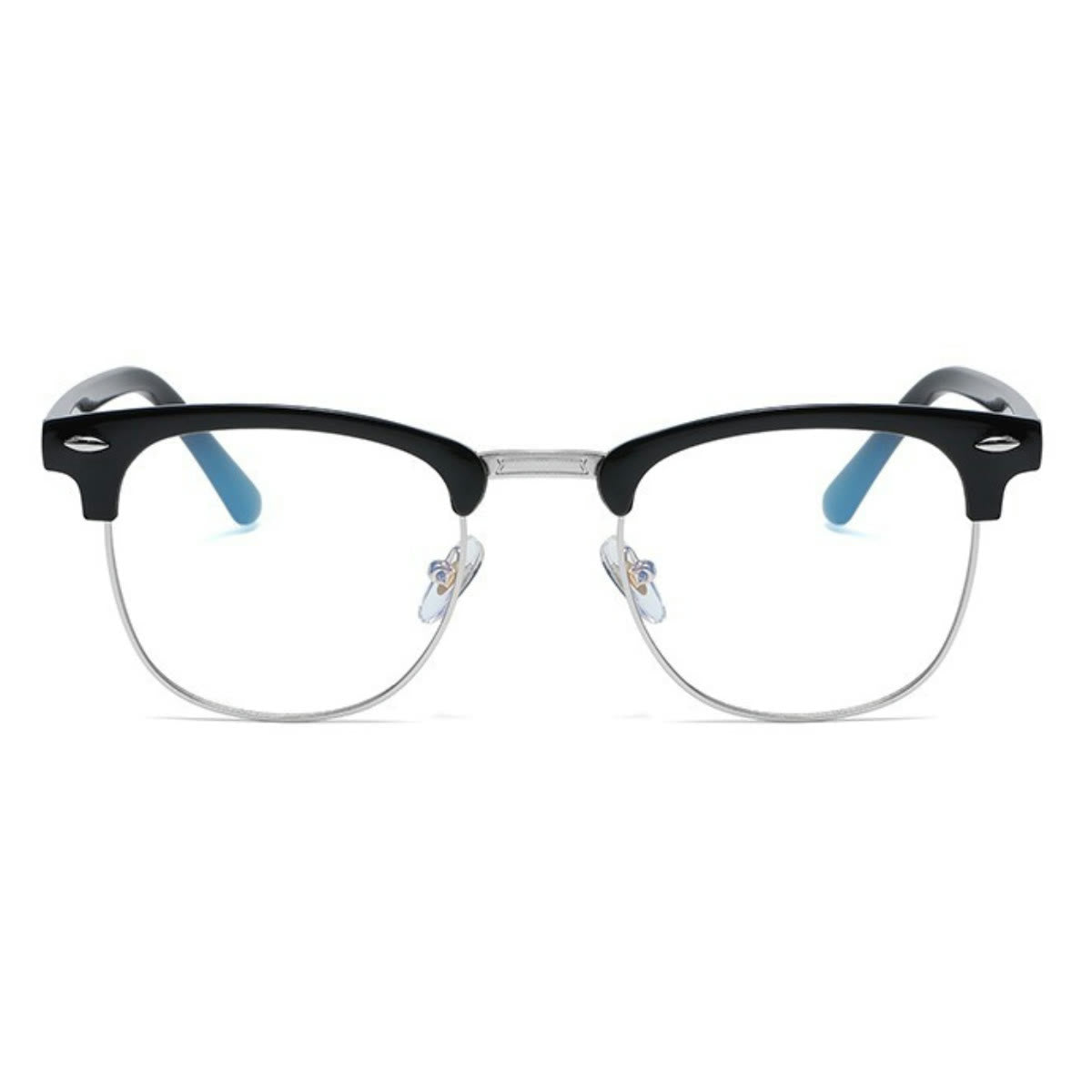 Spykay™ EG1015 Unisex PC Square Half-Frame Clear Lens Glasses, Suitable For Daily Office & Reading Blue Light Glasses