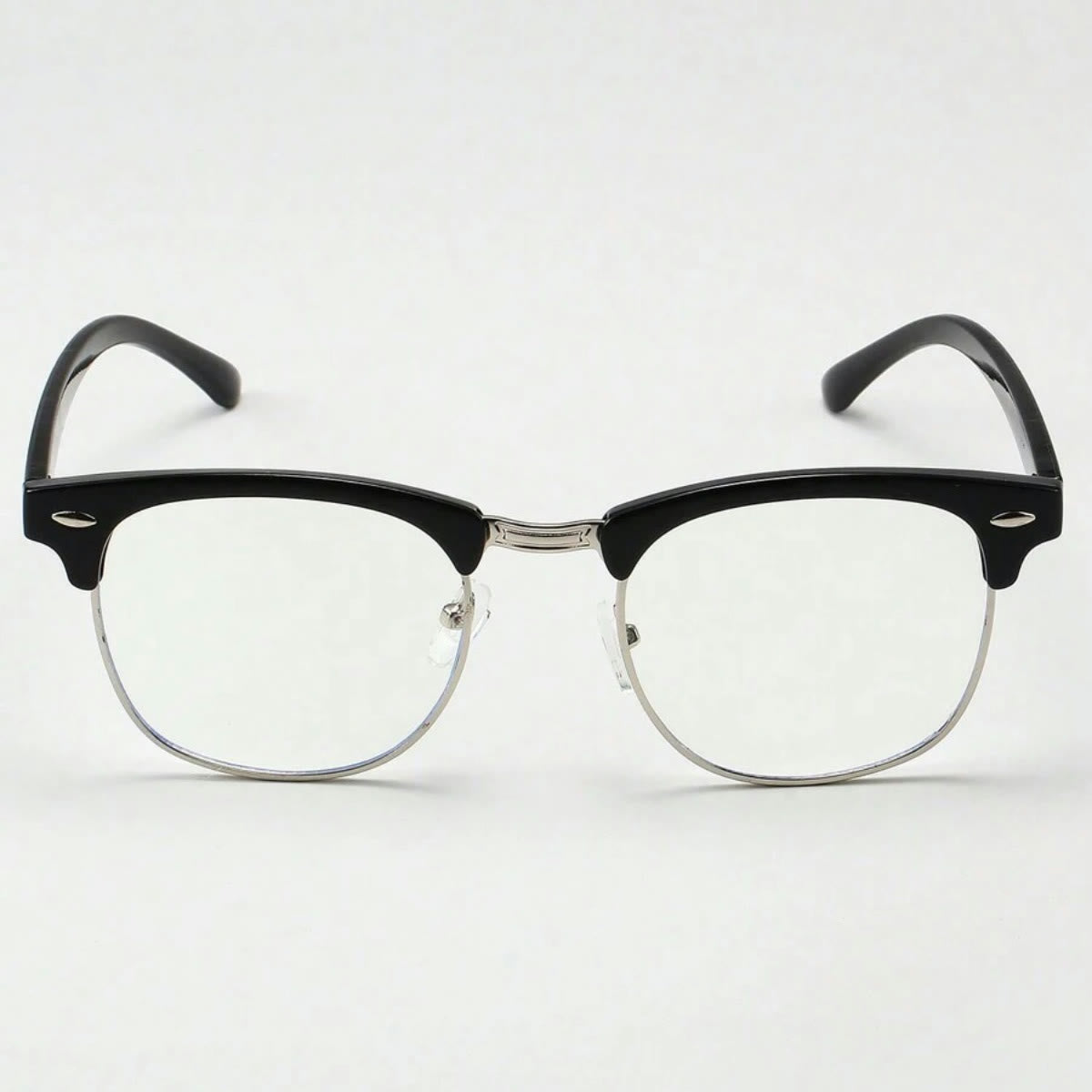 Spykay™ EG1015 Unisex PC Square Half-Frame Clear Lens Glasses, Suitable For Daily Office & Reading Blue Light Glasses