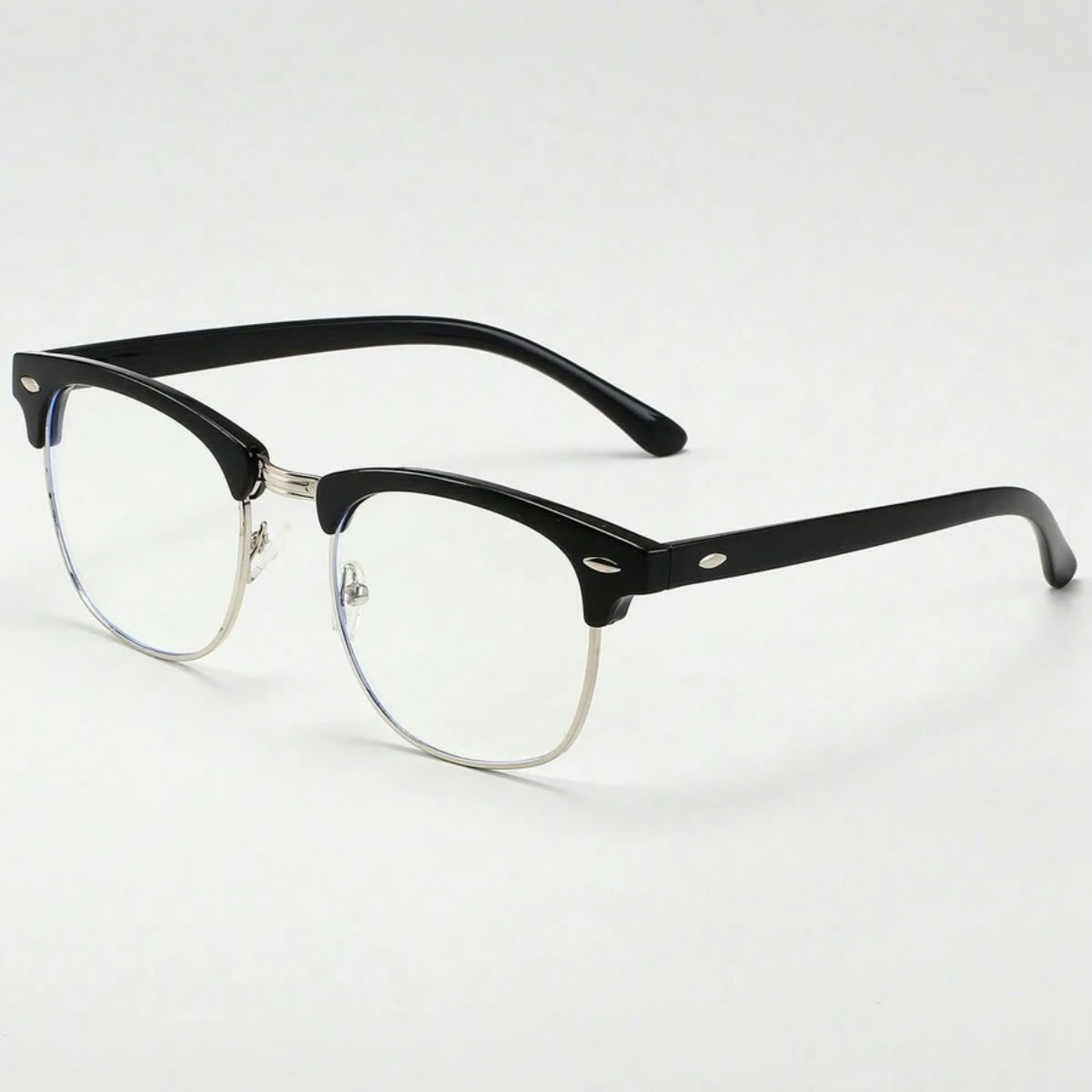 Spykay™ EG1015 Unisex PC Square Half-Frame Clear Lens Glasses, Suitable For Daily Office & Reading Blue Light Glasses