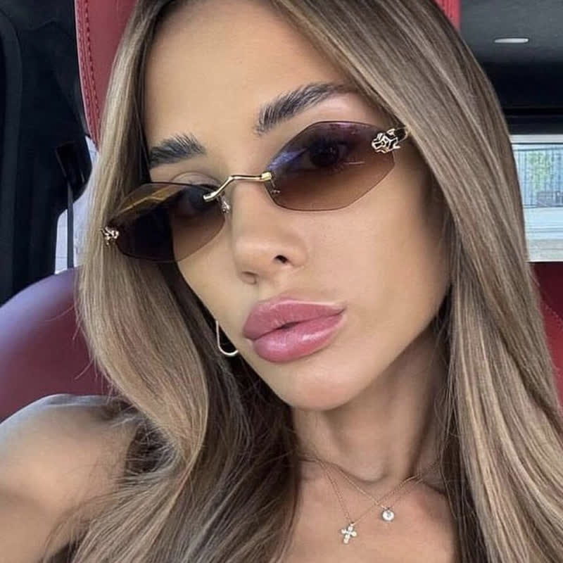 Spykay™ SG60684 Rhombus Frame Rimless Sunglasses