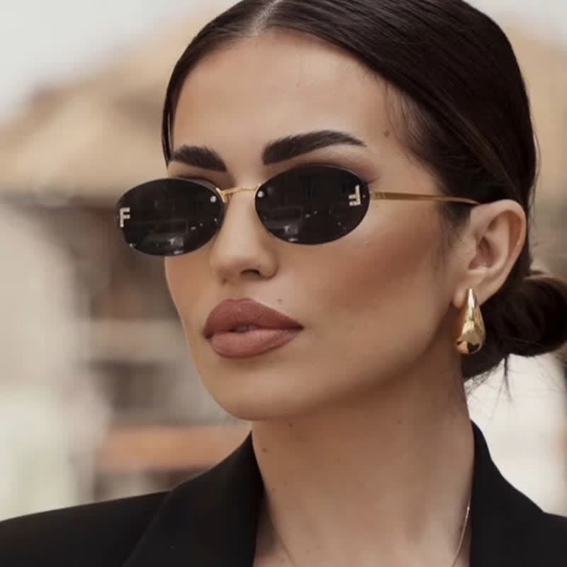 Spykay™ SG60701 'F' Design Oval Frames Rimless Sunglasses