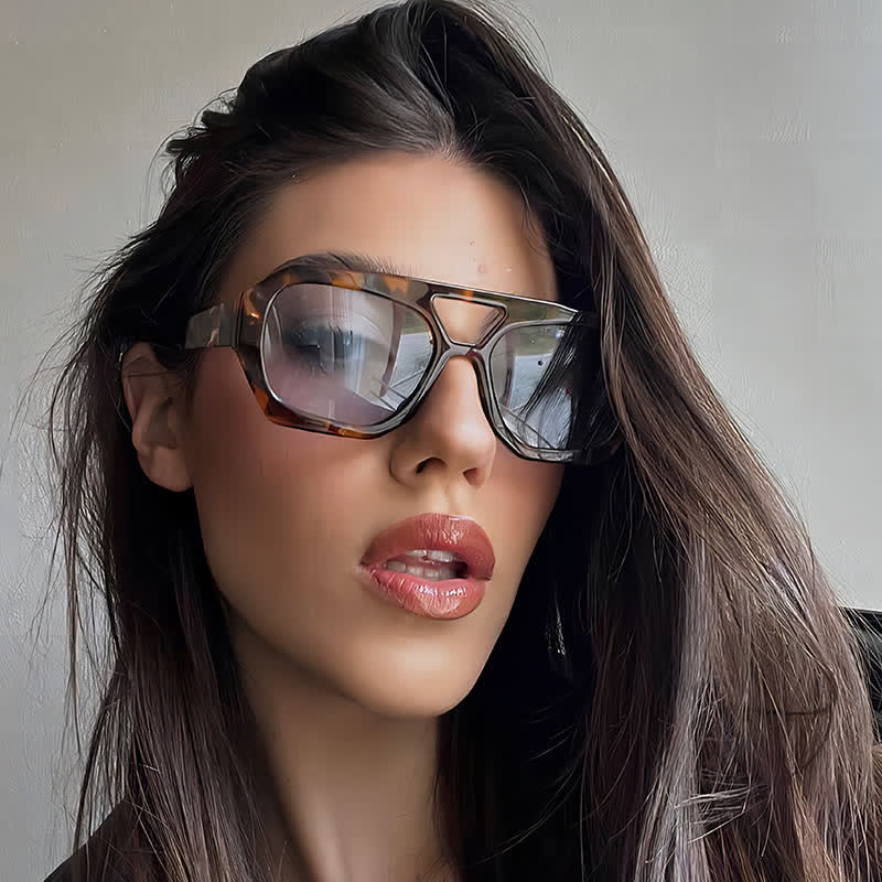 Spykay™ SG1024 Unique Double Bar Irregular Personality Retro Sunglasses