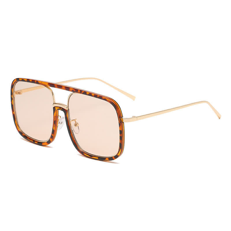 Spykay™ SG60732 Tortoise Pattern Flat Top Square Frame Double Bridges Sunglasses