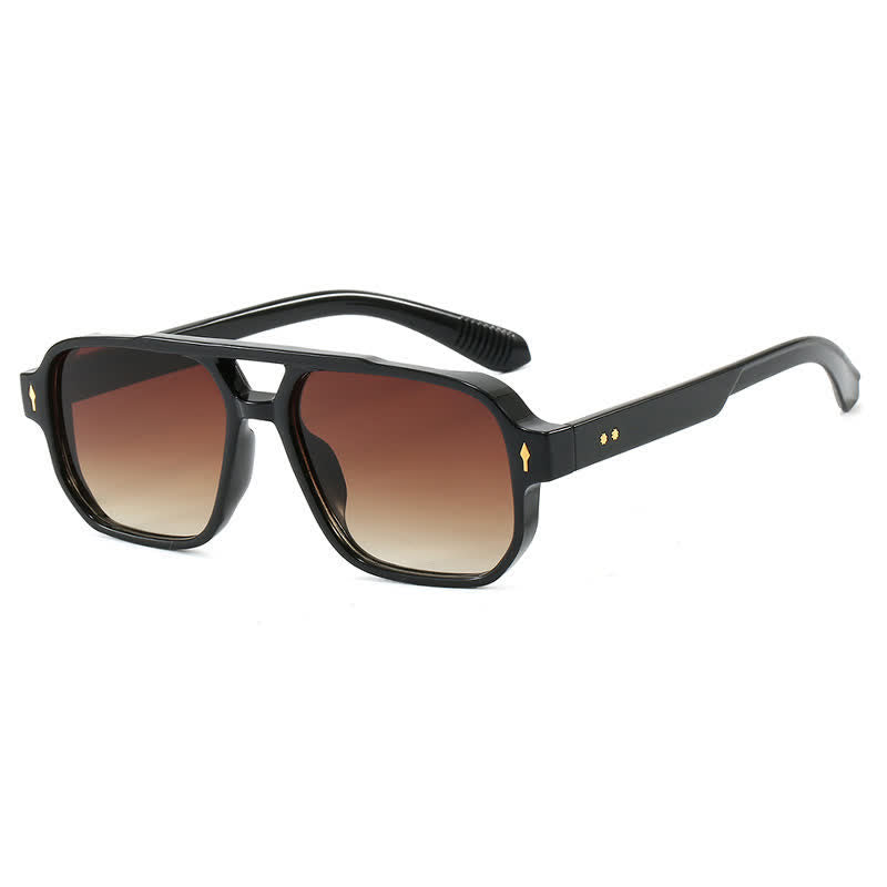 Spykay™ SG60754 Geometric Frame Double Bridges Vintage Sunglasses