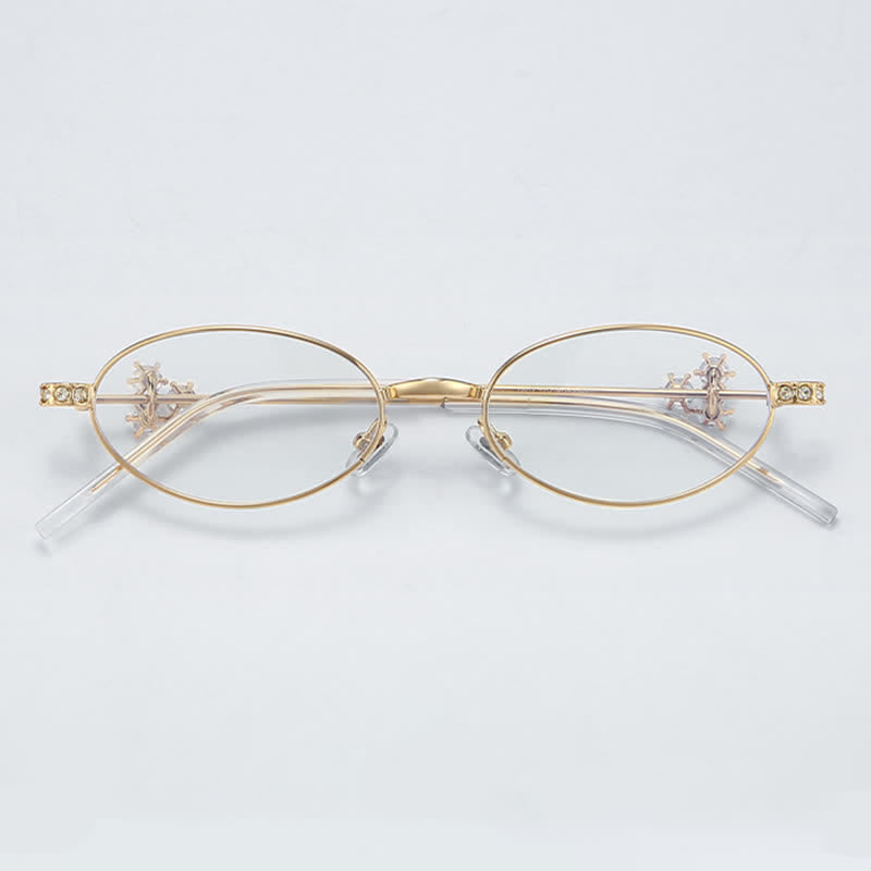 Spykay™ EG26693 Retro Oval Frame Rhinestone Temples Anti-blue Light Glasses