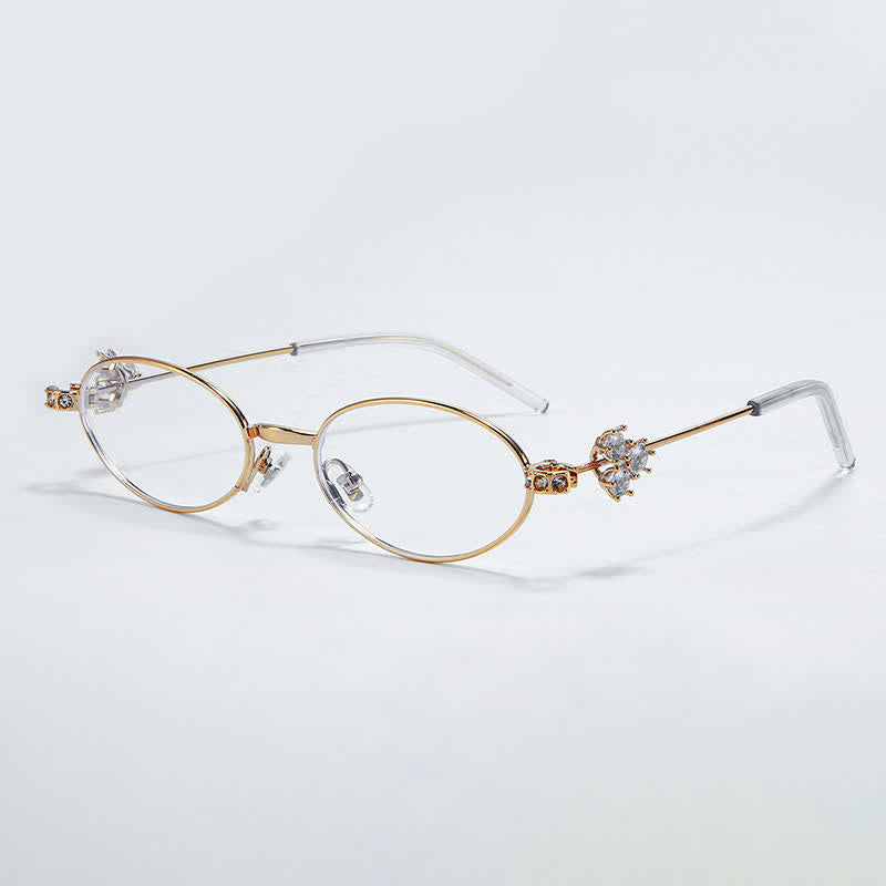 Spykay™ EG26693 Retro Oval Frame Rhinestone Temples Anti-blue Light Glasses
