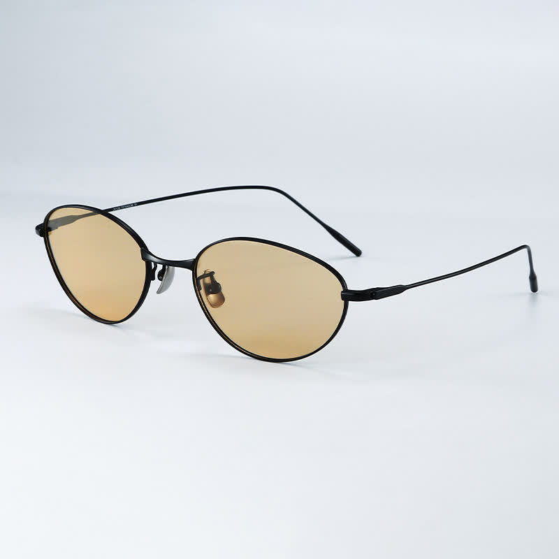 Spykay™ SG60770 Titanium Oval Frame Polarized Lightweight Sunglasses with Nylon Lenses