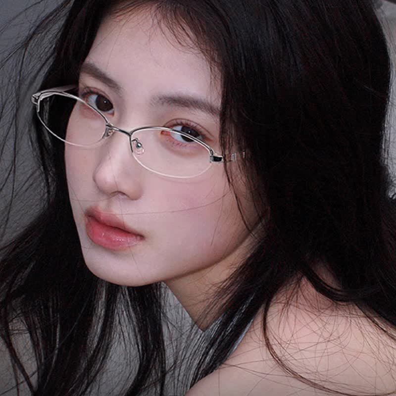 Spykay™ EG26717 Hipster Titanium Small Oval Frame Anti-blue Light Glasses