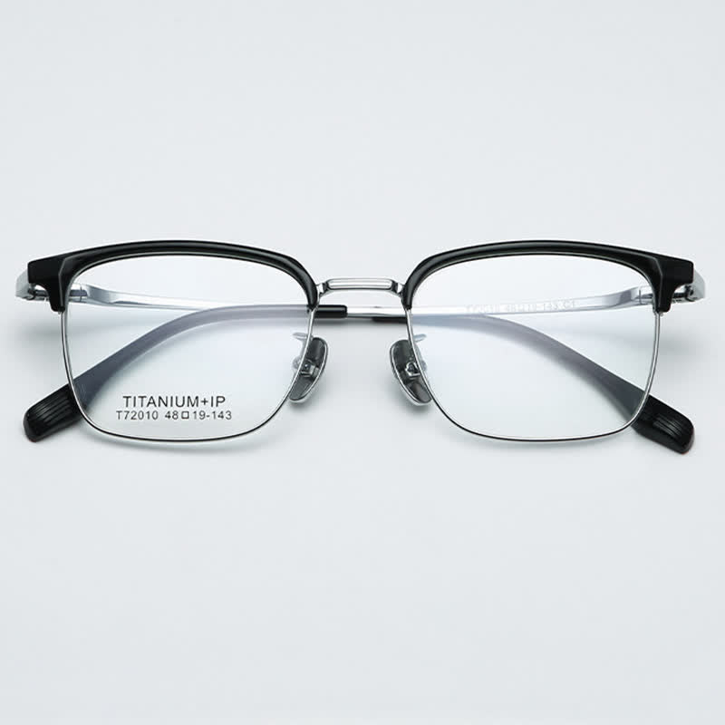 Spykay™ EG26735 Square Titanium Frame Anti-blue Light Browline Glasses
