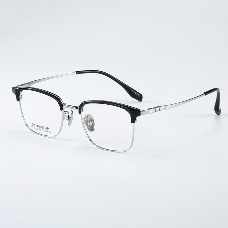 Spykay™ EG26735 Square Titanium Frame Anti-blue Light Browline Glasses