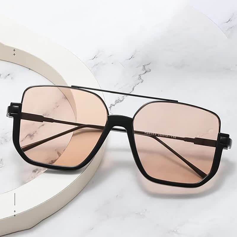 Spykay™ SG60691 Unisex Double Bridges Square Frame Semi-Rimless Sunglasses