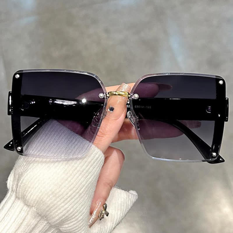 Spykay™ SG60835 Square Frame Oversized Rimless Sunglasses
