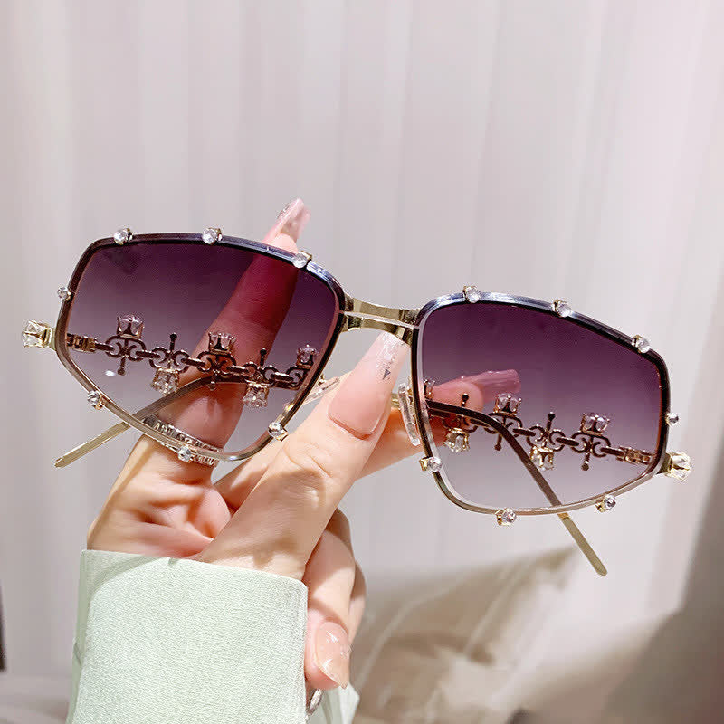 Spykay™ SG60830 Rhinestone Decor Geometric Frame Hipster Y2K Sunglasses