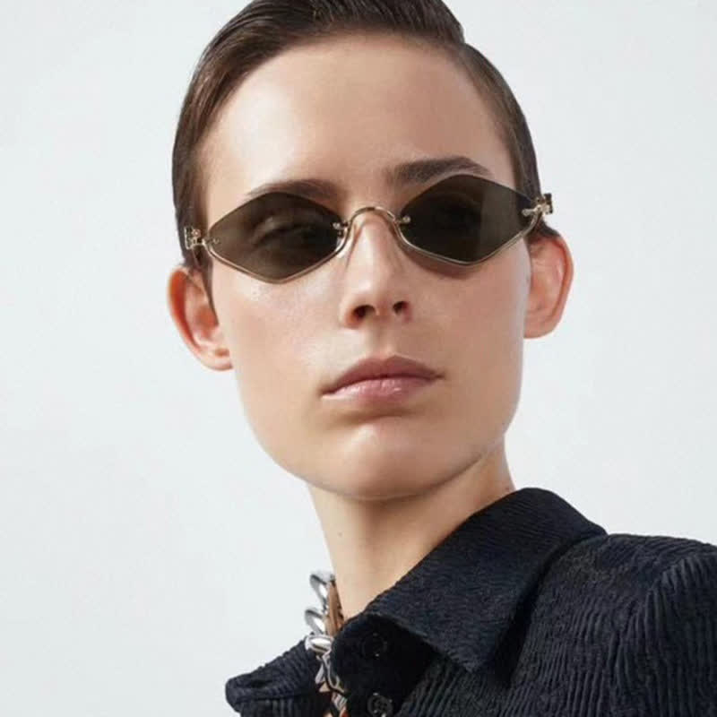 Spykay™ SG60868 Semi-Rimless Rhombus Small Frame Sunglasses