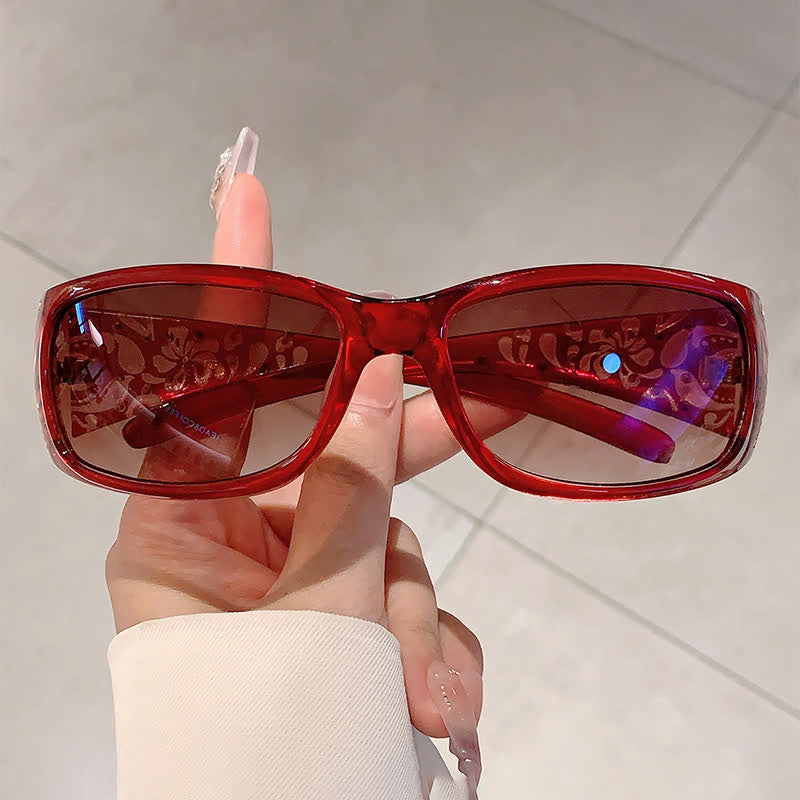 Spykay™ SG60871 Trendy Oval Frame Laser Pattern Rhinestones Decor Sunglasses