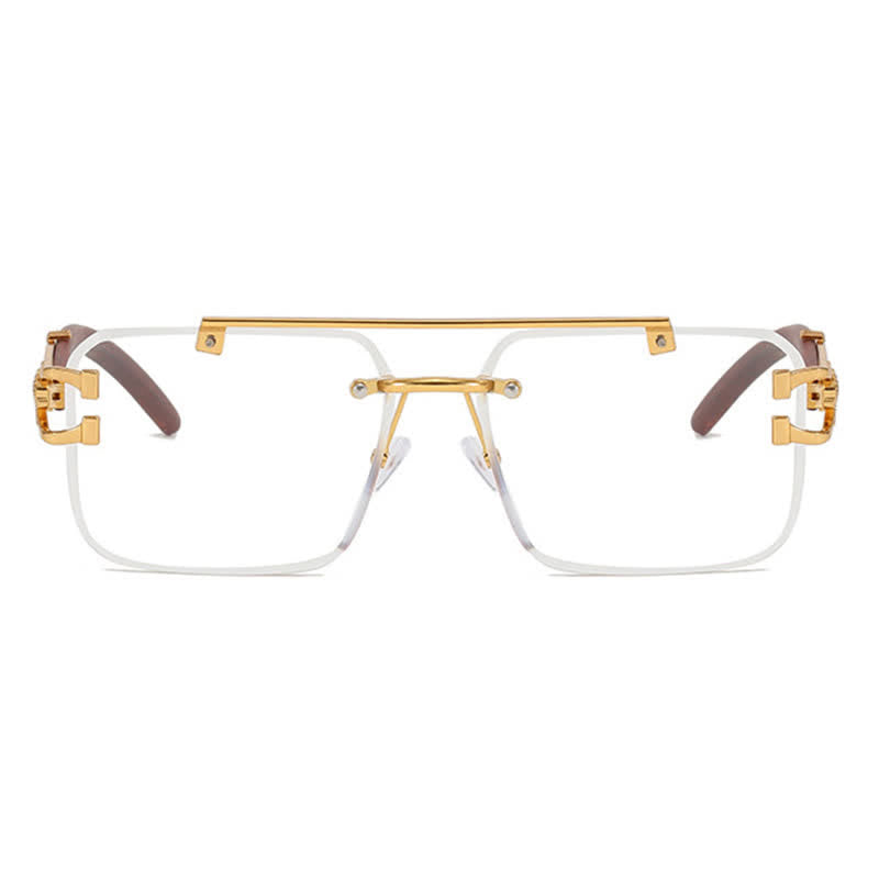 Spykay™ EG26781 Square Frame Leopard Temples Rimless Glasses